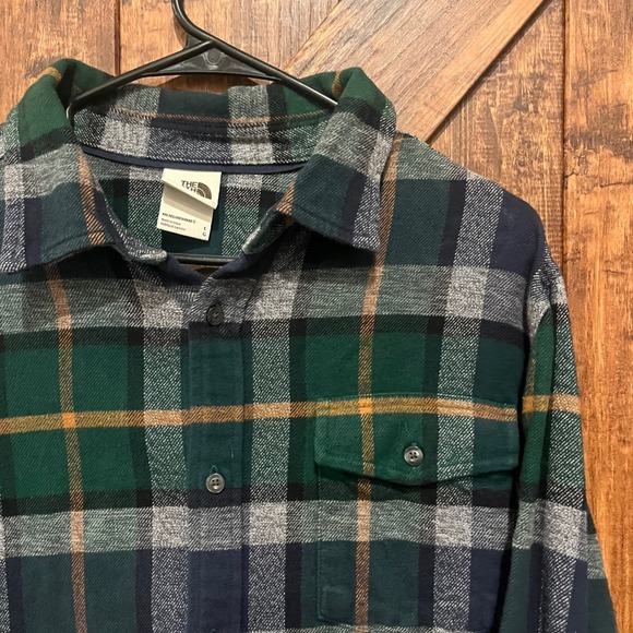 The North Face‎ Mens Arroyo Flannel Shirt Plaid Green Large Button Down - Picture 3 of 8